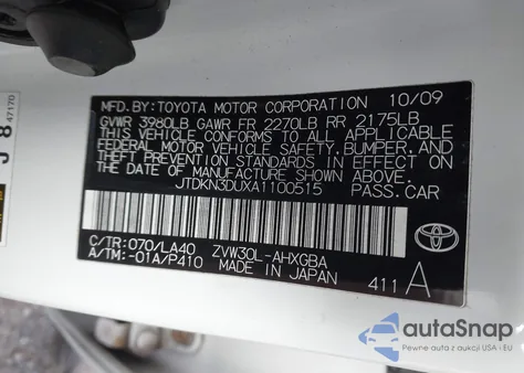 2010 Toyota Prius Iv from USA, damaged, VIN JTDKN3DUXA1100515